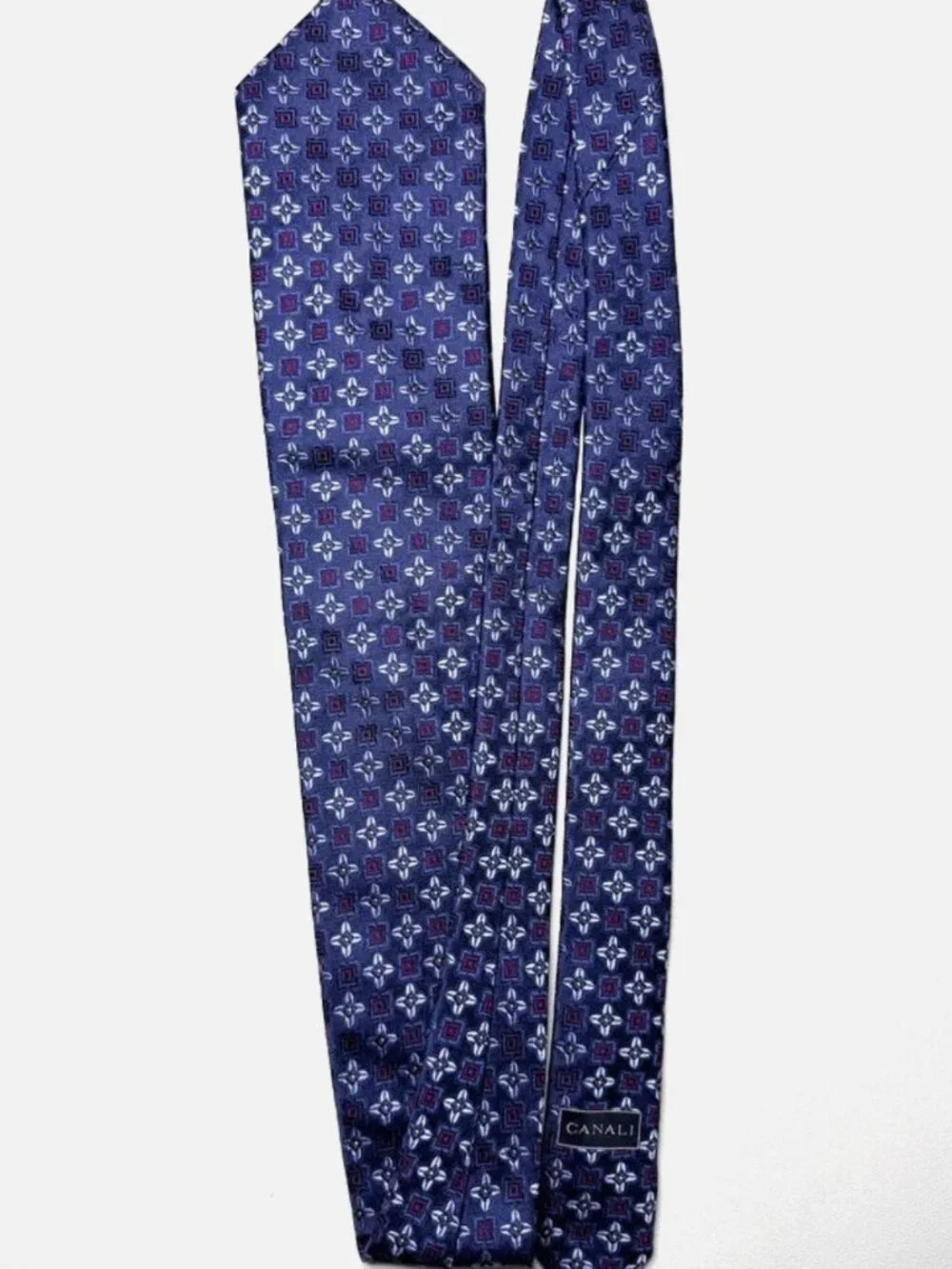 ROBERTO CAVALLI Men's Blue 100% Silk Floral Necktie ITALY Luxury EUC Rare